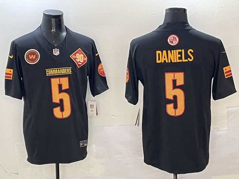 Men Washington Commanders #5 Daniels Black Throwback three generations 2025 Nike Limited NFL Jersey style 1->washington commanders->NFL Jersey